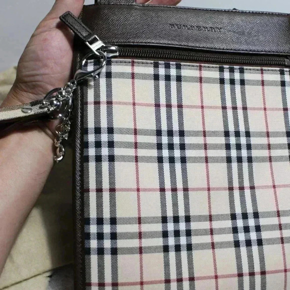 Brown Burberry House Check Canvas Crossbody Bag - Picture 14 of 16